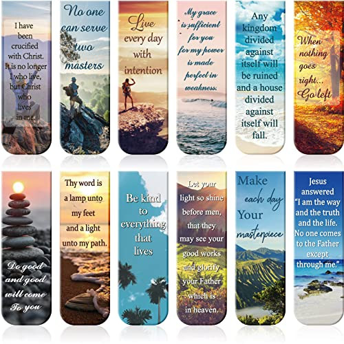 Zonon 12 Pcs Bible Magnetic Bookmark Inspirational Scripture Christian Book Markers Religious Verse Magnetic Bookmark Pa