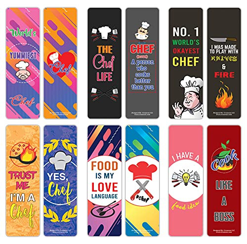 Creanoso I am a Chef Bookmarks 5Sets X 6 Cards Premium Gifts Bookmarks for Bookworm Stocking Stuffers for Men Women Teen