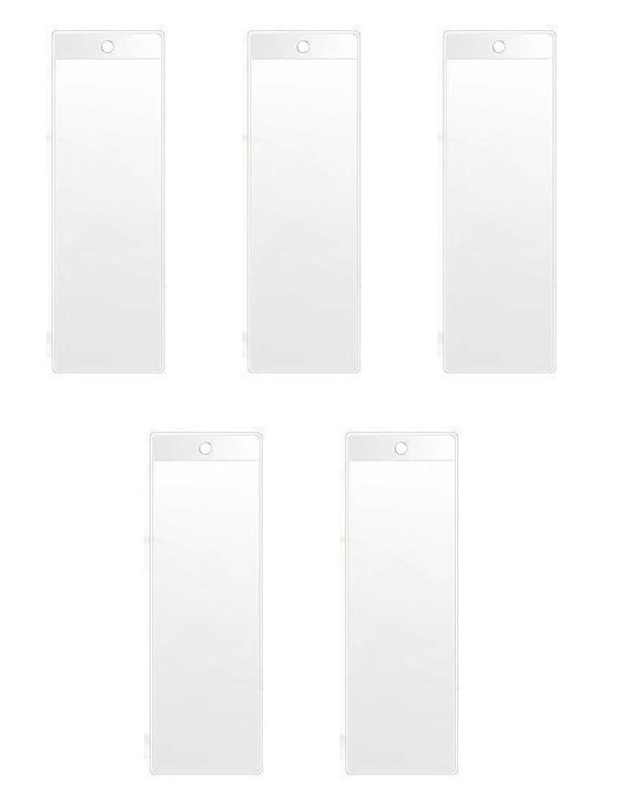 Sowaka 5 Sheets Bookmark Sleeves Plastic Clear Book Markers Cover Holder with Hole Vinyl Photo Booth Sleeve for DIY Craf