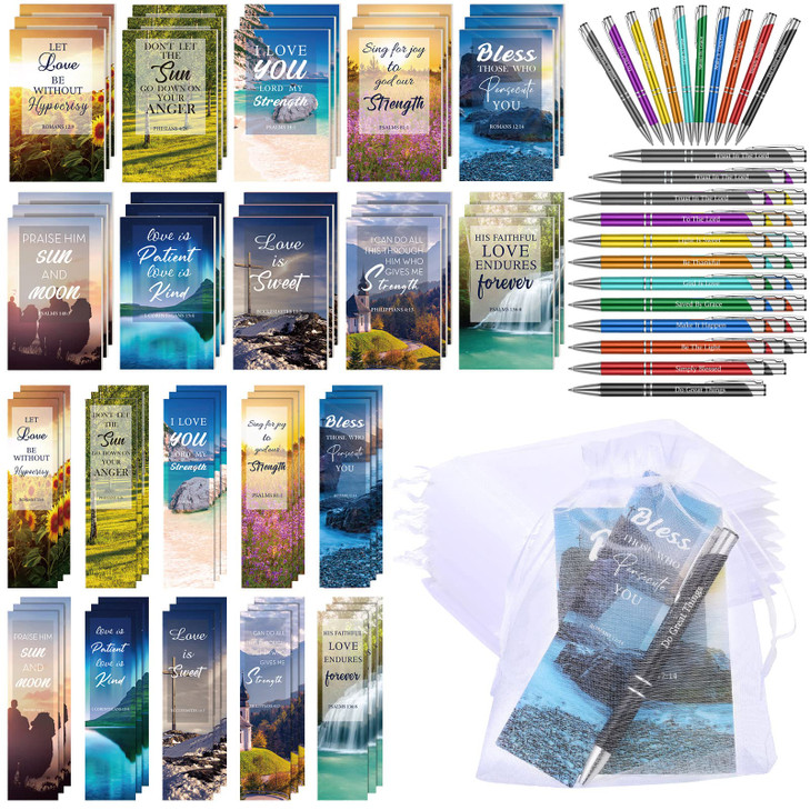 Sinmoe 120 Pcs Mothers Day Christian Bible Gifts Set Include Bible Verses Bookmarks Scripture Ballpoint Pens Christian N