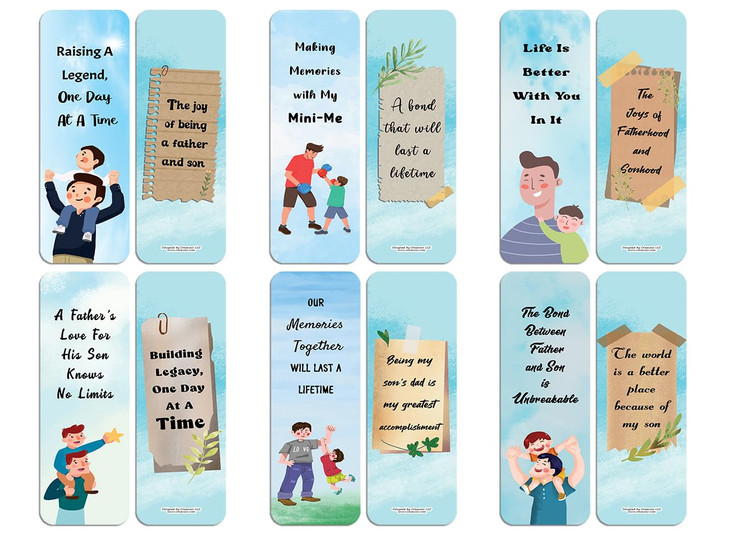 Creanoso Father and Son Bookmarks 2Sets x 6 Cards Premium Gifts Bookmarks for Bookworm Stocking Stuffers for Men Women T