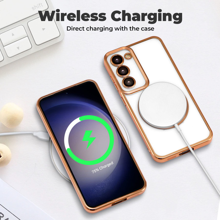 ZCDAYE Magnetic Case for Samsung Galaxy S23, Samsung S23(6.1 inch) Phone Case Compatible with Magsafe, Electroplated Edge Transparent TPU Shockproof