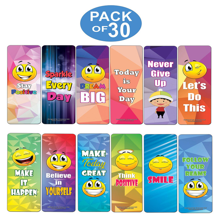 Creanoso Positive Sayings Emoji Bookmarks for Kids 30Pack Premium Gifts Bookmarks for Bookworm Stocking Stuffers for Men