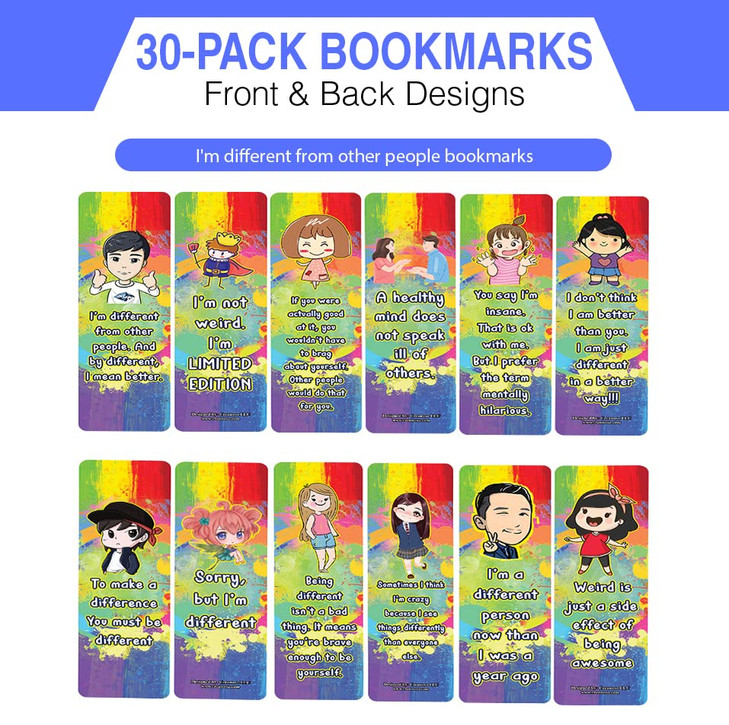 Creanoso Im Different from Other People Bookmarks 30Pack Premium Gifts Bookmarks for Bookworm Stocking Stuffers for Men