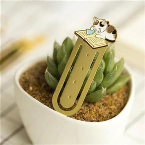 Bookmark 1PC Metal Book Mark Cartoon Cat Bookmark Cute Paper Cilp Reading Kittens Book Mark Stationery School Office Sup