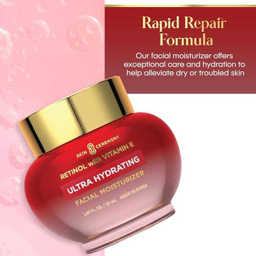 Skin Ceremony Retinol & Vitamin E Moisturizer - Anti-Aging, Hydrating Skin Cream for Fine Lines, Wrinkles & Acne Scars - Dermatologist Tested, Clean