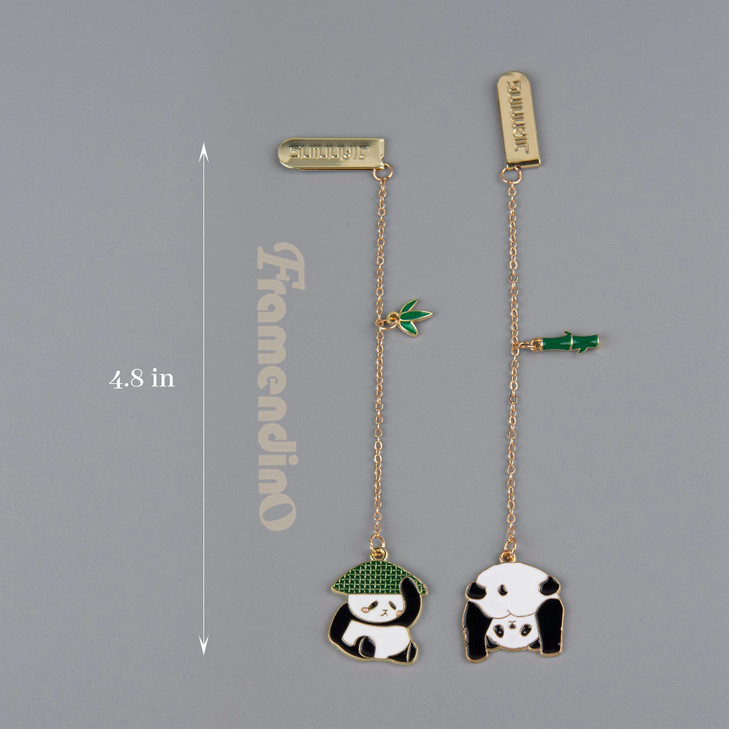Framendino 4 Pack Cute Panda Bookmarks Reading Book Markers Metal Bookmark for Women Girls Readers Writers School Home O