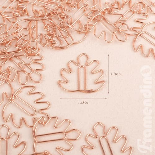 Framendino 40 Pack Leaf Shape Clips Paperclip Bookmarks Mini Cute PaperMonstera Page Markers for Notebooks Scrapbooks