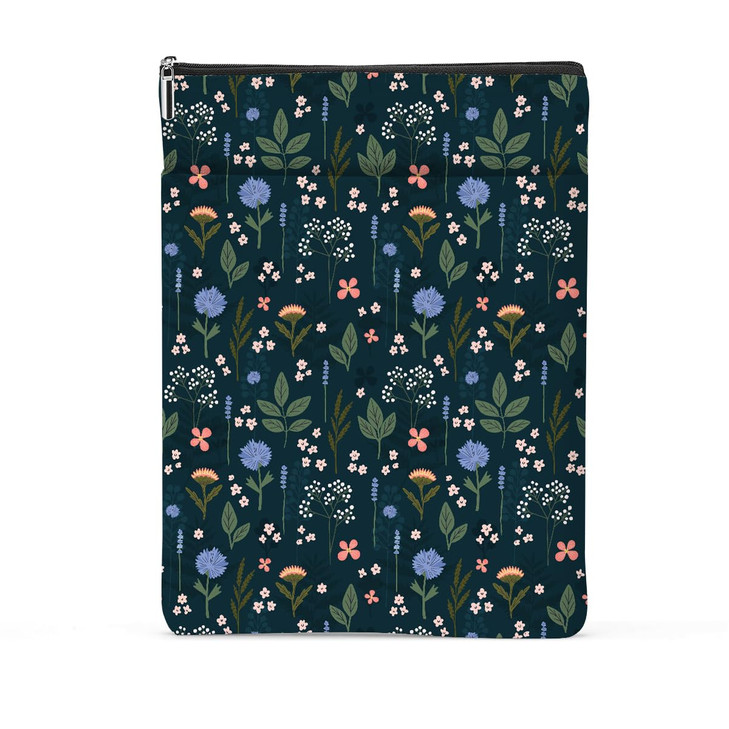 Wildflower Pattern Book Lovers Gifts Waterproof Book Sleeve Book Pouch Book Protector with Zipper and Front Pocket BookC