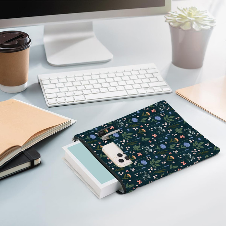 Wildflower Pattern Book Lovers Gifts Waterproof Book Sleeve Book Pouch Book Protector with Zipper and Front Pocket BookC