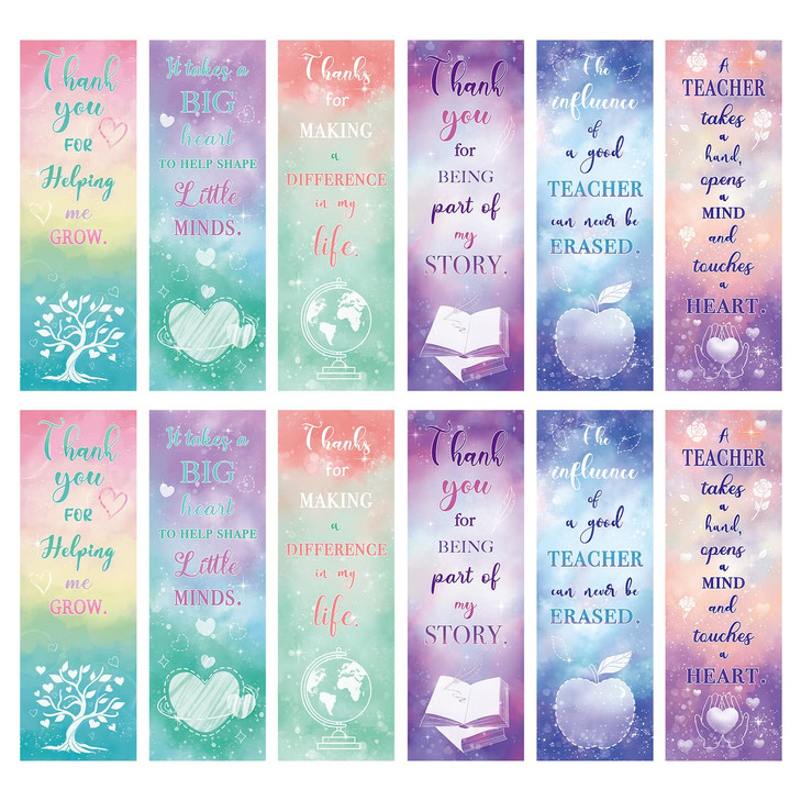 YoeeJob 12pcs Teacher Bookmarks Teachers Appreciation Bookmark Thank You Page Clips Graduation Christmas Gifts Bookmark