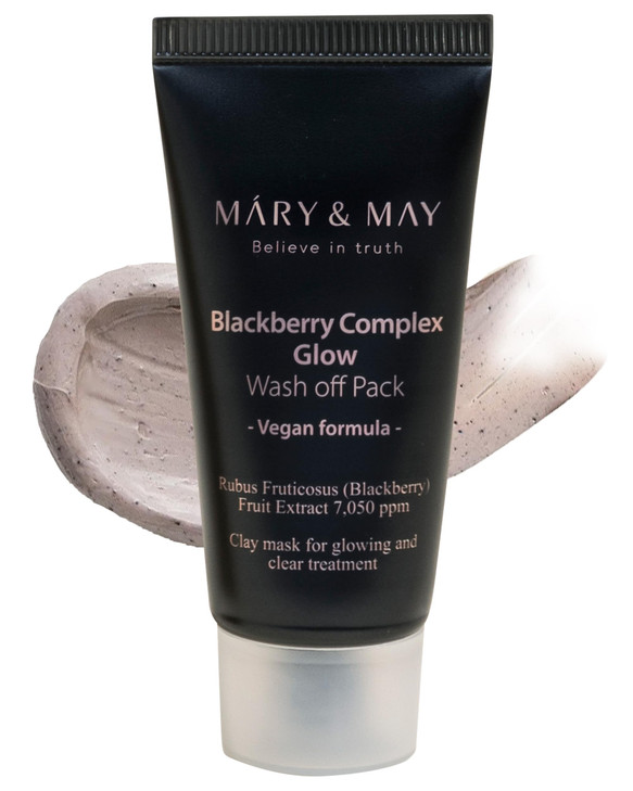 Mary&May Vegan Blackberry Complex Glow Wash Off Mask - Blackhead Care, Pore Clearing, Anti Aging Clay Mask - Bright and Glow Skin - Korean Skincare,
