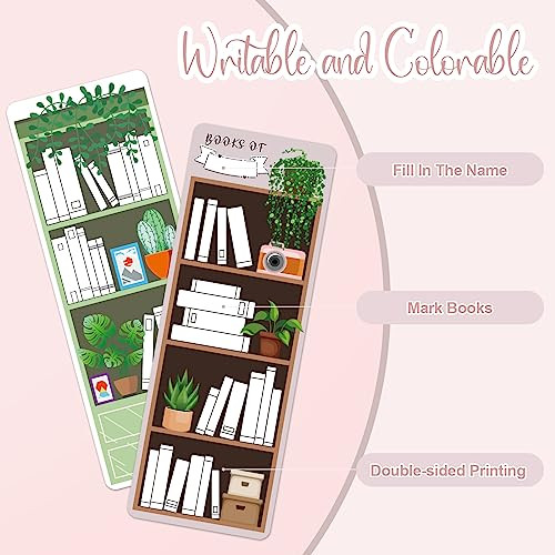 100 Pieces Book Tracker Bookmarks Bookshelf Design DoubleSided Reading Page Markers Bookmarks for Book Lovers Cute Book