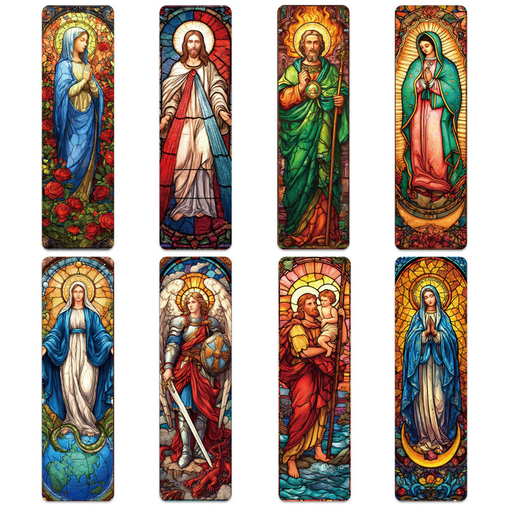 Catholic Virgin Mary Bookmarks 48 Pcs Religious Saints Prayer Book Marks for Reading Women Bulk Paper Page Marker Set wi