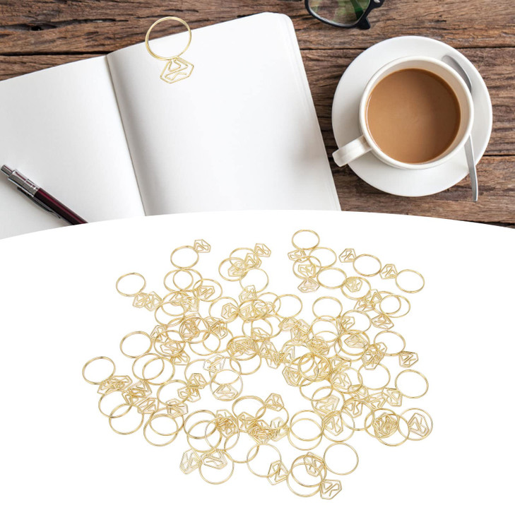 80Pcs Ring Shape Paper Clips Metal Bookmark Clips Cute Small Paperclips with Clear Box for Office School Wedding Party I