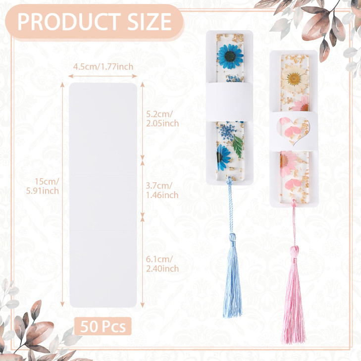 Fumete 50 Pieces Resin Bookmark Holder 59 x 18 Inches Kraft Bookmark Sleeves DIY Bookmarks Display Cards for Bookmark Wr