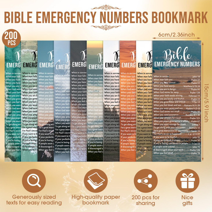 Feifeiya 200 Set Christian Church Gifts 200 Bible Verse Pens Bulk 200 Bible Emergency Numbers Bookmarks Religious Pens C