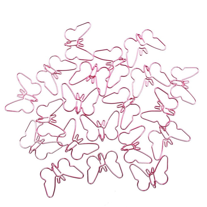 20 Pcs Pink Butterfly Paperclip Bookmark Metal Art Clips Office Supplies Set Binder Folders Metal File Holder for Notebo