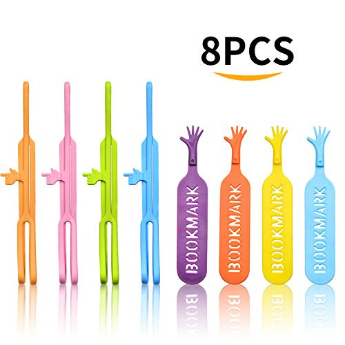 8pcs Silicone Finger Point Bookmark Elastic Book Markers Strap Help Me Book Marker Multipack for School Office SupplyAss