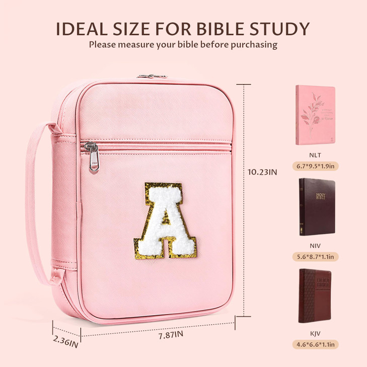 WOBAGMEN Bible Cover for WomenPink PU Leather Personalized Bible Case with Bible Study SuppliesIncluding Tabs and Highli