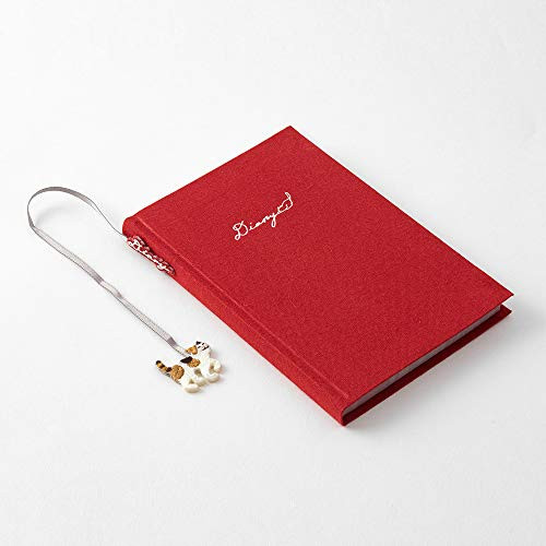 Midori 12887006 Diary with Embroidered Bookmark Cat Pattern