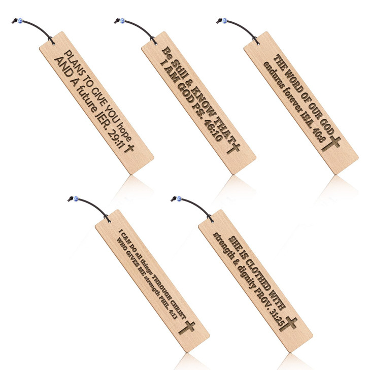 5 Pcs Christian Gifts for Women Bible Verse Bookmarks Inspirational Religious Gifts Scripture Gifts Wooden Bookmarks Bap