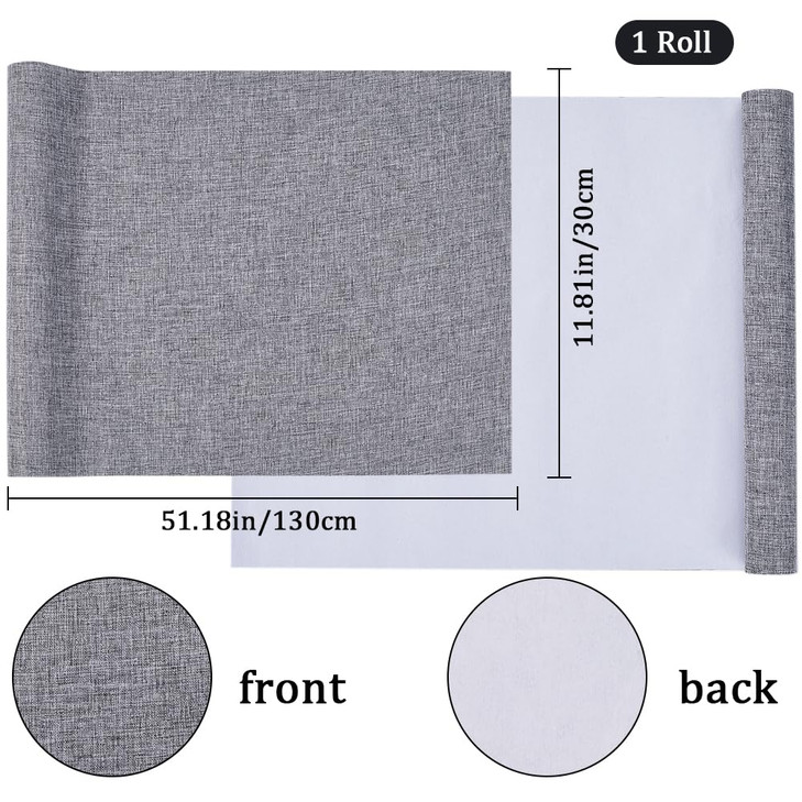 CRASPIRE 51 x 118 Linen Book Cloth Gray Books Binding Fabric Surface Paper Backed Bookcover Densely Woven Cloth Books Al