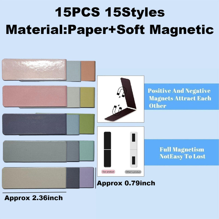 15 Pieces Magnetic Bookmark Magnet Page Marker Book Marker Clips Magnetic Page Clips for Book Lovers Readers Students Te