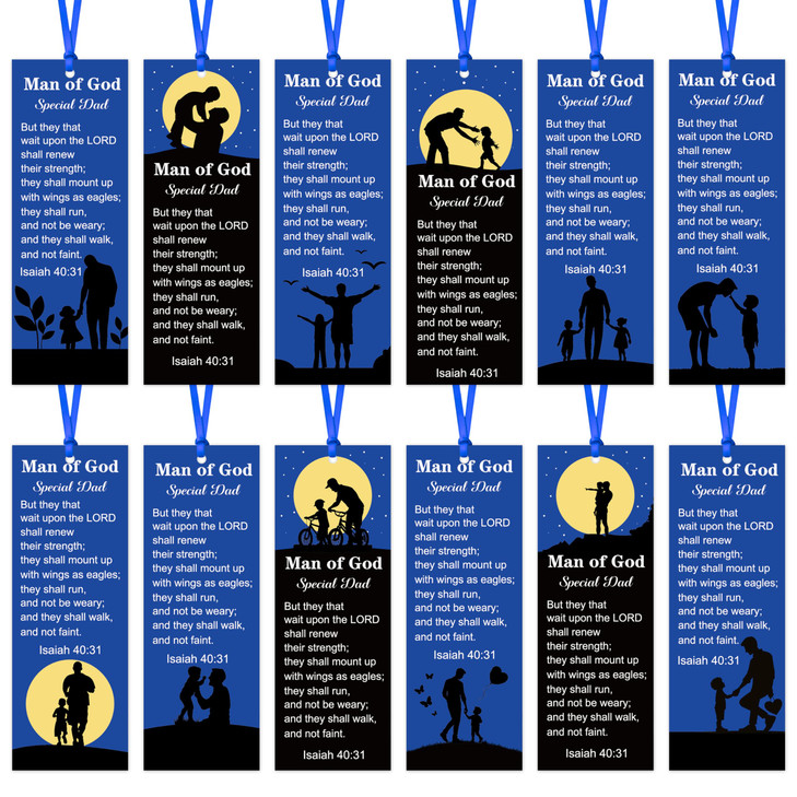 Haooryx Man of God Religious Christian Bookmarks 120Pcs Fathers Day Book Marks Bible Verse Page Marker Gift Tag for Fath