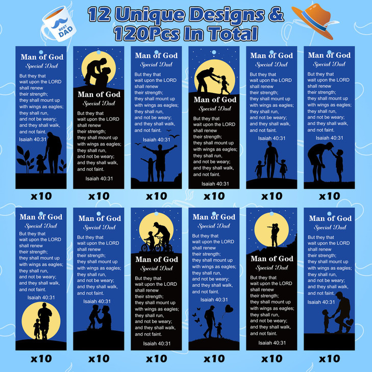 Haooryx Man of God Religious Christian Bookmarks 120Pcs Fathers Day Book Marks Bible Verse Page Marker Gift Tag for Fath