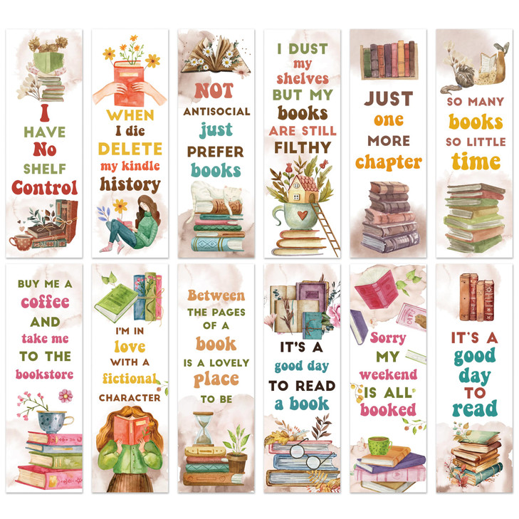 Haooryx Book Lovers Bookmarks 120Pcs Watercolor Paper Bookmark Humor DoubleSided Reading Page Marker Tracker Book Readin