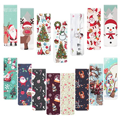 MWOOT 30Pcs Christmas Magnetic Bookmarks Snowman Magnet Reading Book Marks Set DoubleSided Cute Page Clips Book Markers