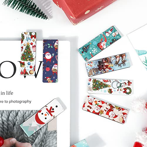 MWOOT 30Pcs Christmas Magnetic Bookmarks Snowman Magnet Reading Book Marks Set DoubleSided Cute Page Clips Book Markers