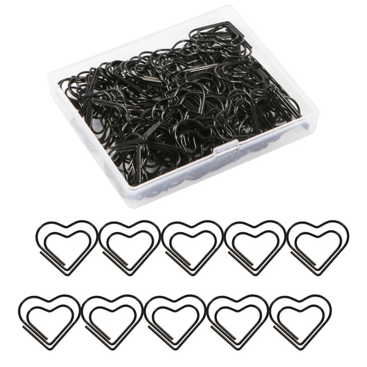 100pcs Mini Paper Clips Cute Love Heart Paper Clips Stainless Steel Metal Paper Clips Small Bookmarks for Sorting Organi