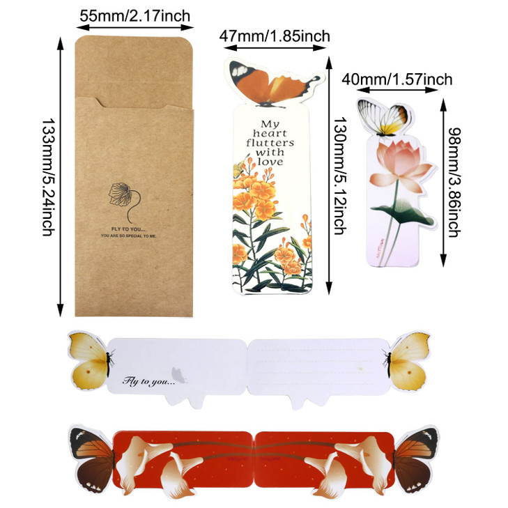 Honbay 28PCS Cute Butterfly Bookmark Paper Butterfly Book Page Markers for Students Reading Present Office Stationery or