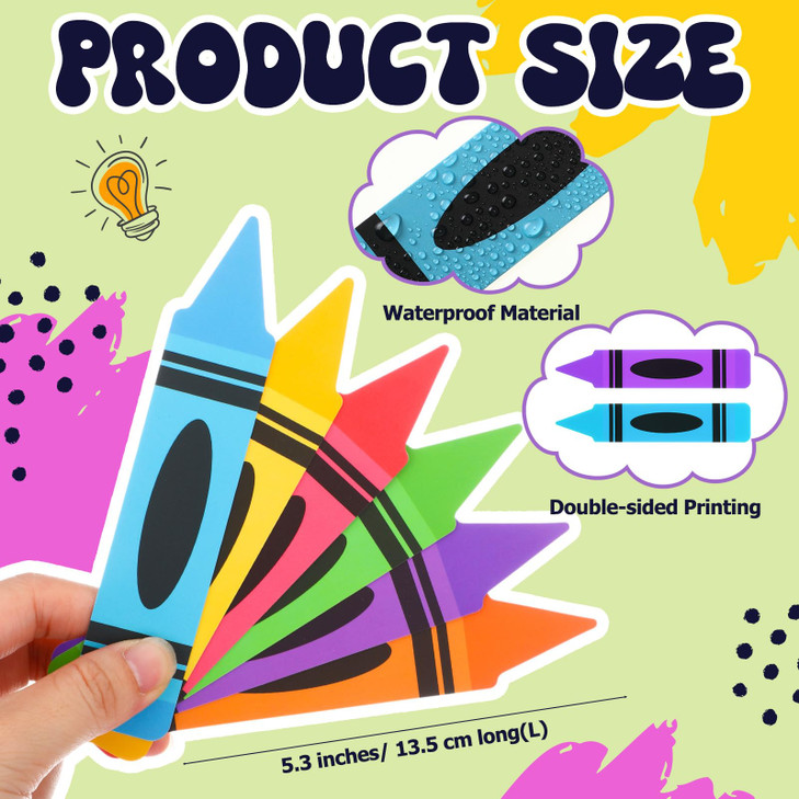 Eersida 48 Pcs Crayons Theme Bookmarks for Classroom Supplies Bookmarks for Kids Back to School Gift 6 Colors