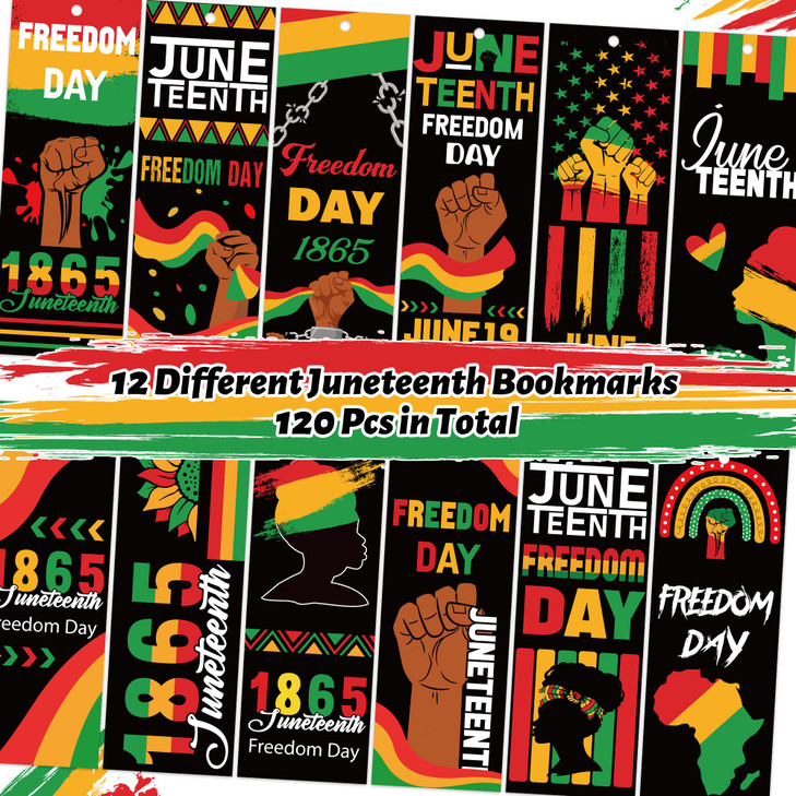 Haooryx Juneteenth Bookmarks 120Pcs 1865 Juneteenth Bookmarks with Ribbon Celebration June 19 Freedom Day Book Marks for