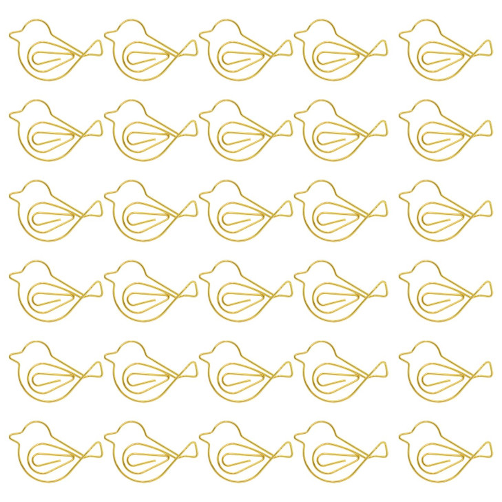 yueton 30PCS Cute Bird Shape Paper Clips Kawaii Cartoon Animal Bookmark Gold Paper Clip Office Supplies for Document Org