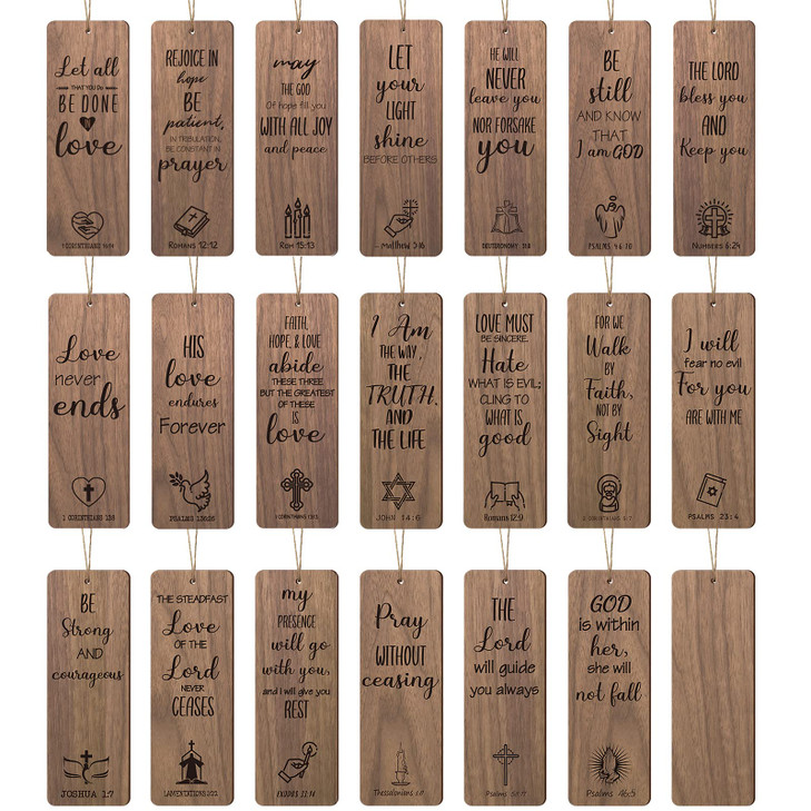 40 Pieces Religious Bookmarks Vintage Wooden Christian Bookmarks Inspirational Religious Gifts Baptism Bible Verses Gift