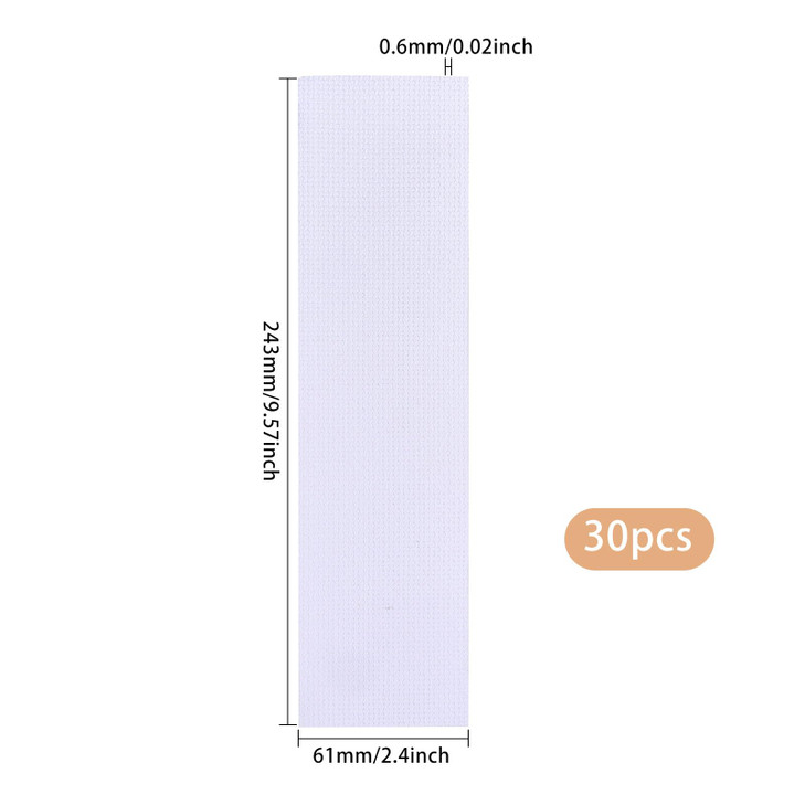 GLOBLELAND 30Pcs White Blank Cross Stitch Bookmarks 243x61mm96x24inch Cotton Lace Edge Cross Embroidery Bookmark Simple