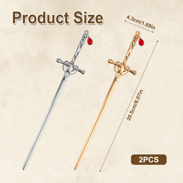 2pcs Katana Sword Bookmark Vintage Fantasy Cool Metal Sword Charm with Pendant Unique Reading Page Marker Gift Present A