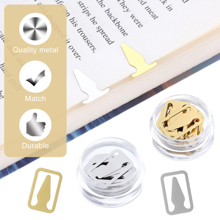 100Pcs Book Line Markers GoldSilver Metal Bookmarks Tin Mixed Metals Book Page Markers Book Marker Clips Book Annotation
