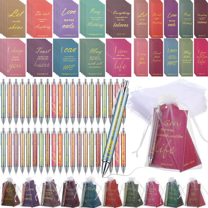Moinchore 200 Pcs Christian Gifts for Women Christian Accessories Include 50 Bible Verses Notebooks 50 Church Bookmarks