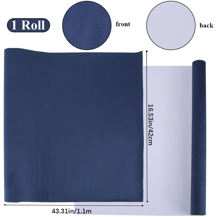 CRASPIRE 43x165 Self Adhesive Book Cloth Suede for Book Binding Dark Blue Fabric Surface Paper Backed Bookcover Books Al