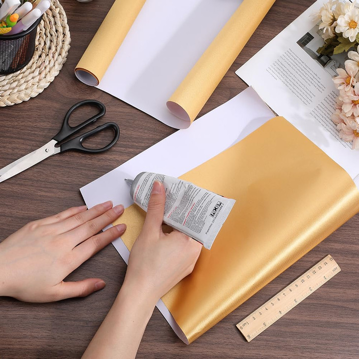 CRASPIRE Silk Book Cloth for Book Binding 433 x 1653 A3A8 Gold Fabric Surface Paper Backed Bookcover Book Covering Prote