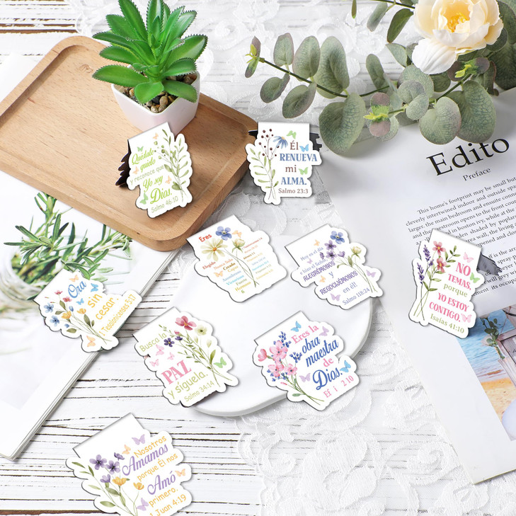 Berirexrion Spanish Christian Magnetic Bookmarks 9 PCs Bible Verse Book Marks for Reading Women Religious Inspirational