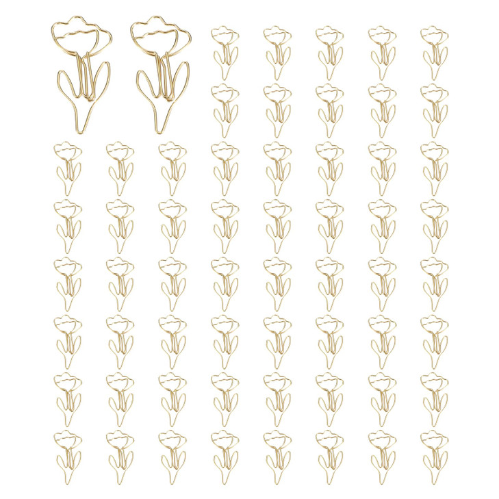 PATIKIL Cute Paper Clip 60Pcs Flower Shape Paper Clip Metal Funny Bookmarks Planner Clips Clamp for Home Office Supplies