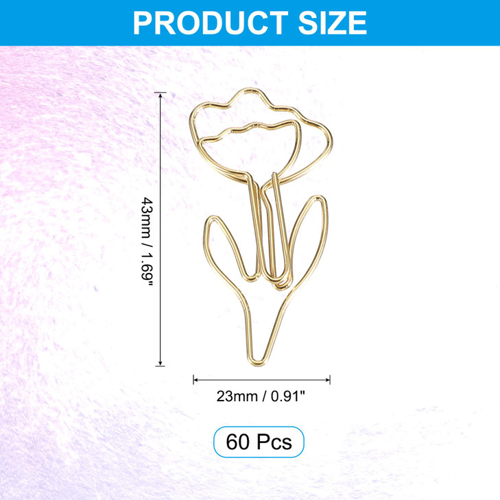 PATIKIL Cute Paper Clip 60Pcs Flower Shape Paper Clip Metal Funny Bookmarks Planner Clips Clamp for Home Office Supplies