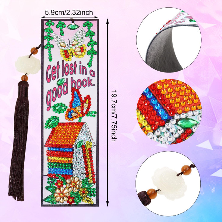 Diamond Painting Book Page Marks Penta Angel PU Leather Resin Rhinestone Art Book Page Marks with Tassel Painting Tool K