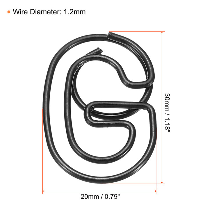 MECCANIXITY Paper Clip Coated Letter G Shape Alphabet Clips Bookmarks Black for Organize Office Home Pack of 100